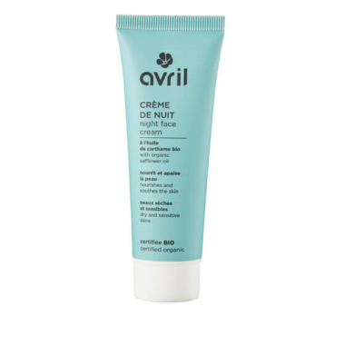 Nakts sejas krēms sausai un jūtīgai ādai Avril, organiskā kosmētika, 50 ml