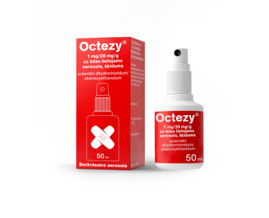Antiseptisks papildterapijas līdzeklis aerosola šķīdums 1 mg/20 mg/g, 50 ml - OCTEZY
