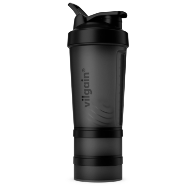 Shaker Pro 2Go ar diviem uzglabāšanas nodalījumiem, 450 ml + 150 ml + 100 ml, Vilgain