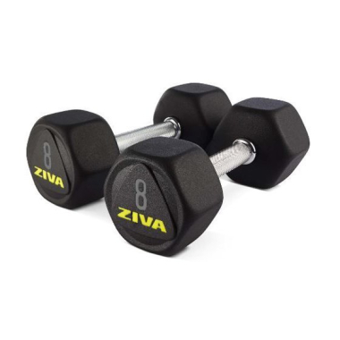 Hanteles ZIVA SL PREMIUM HEXAGON VIRGIN RUBBER, profesionālās, pāris