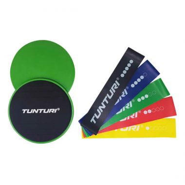 Pretestības gumiju un slaideru komplekts Tunturi RESISTANCE & CORE SLIDERS SET