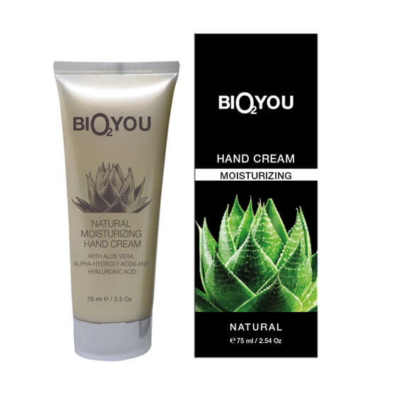 Dabīgs mitrinošs roku krēms ar aloe vera, AHA un hialuronskābi Bio2you, 75 ml