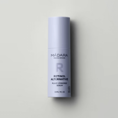 Retinola alternatīvas serums Madara 30ml – dabīgs sejas serums ar Bidens Pilosa ekstraktu, kas uzlabo ādas tekstūru, samazina krunciņas un mitrina bez kairinājuma. Piemērots jutīgai ādai