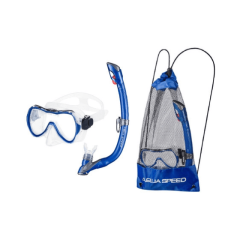 Junioru snorkelēšanas komplekts Enzo + Evo, Aqua Speed ar vienas lēcas masku.