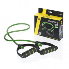 Pretestības gumija ar rokturiem Let's bands POWERBANDS TUBE GREEN 