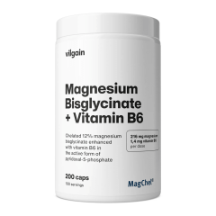 Vilgain magnija bisglicināts ar aktīvo B6 vitamīnu, 200 kapsulas