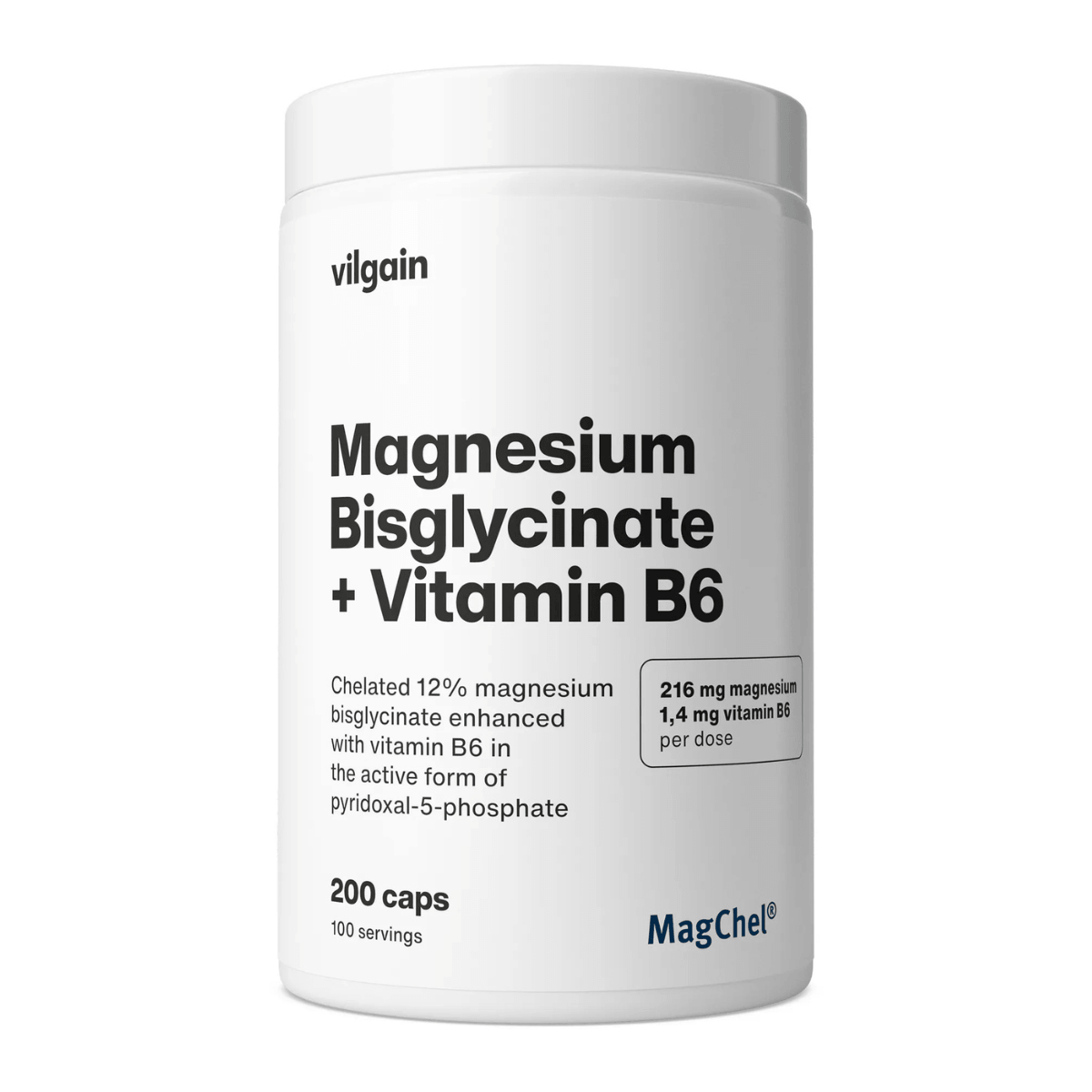 Magnija bisglicināts ar B6 vitamīnu, 200 kapsulas, Vilgain